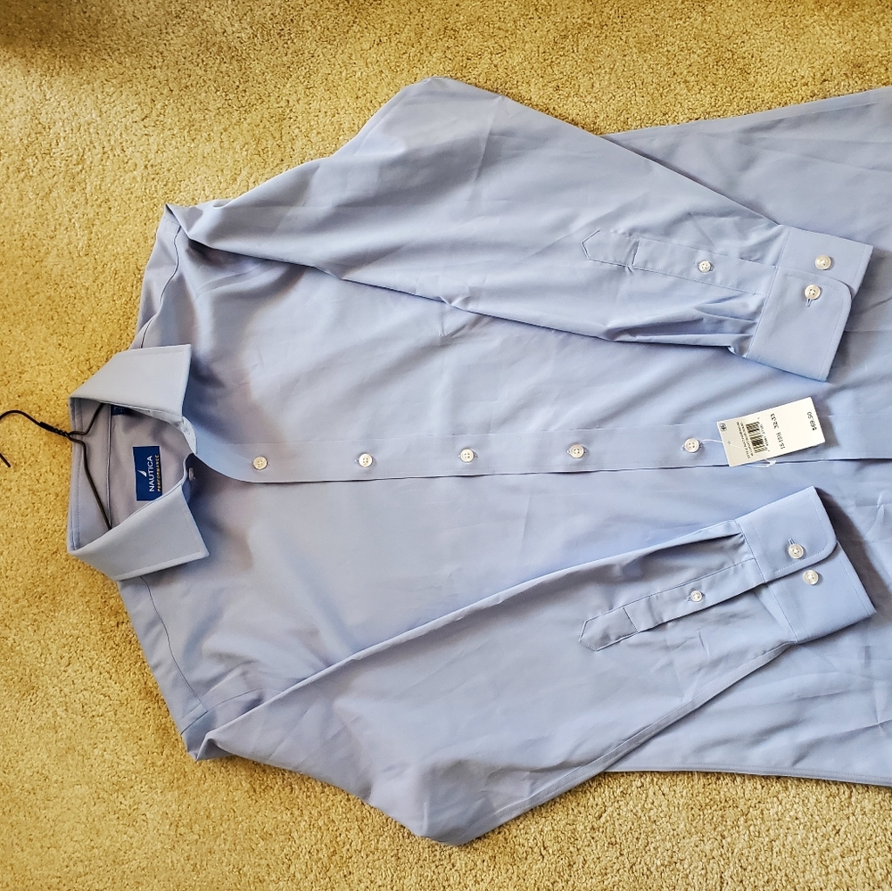 Nautica Performance Mens Blue dress shirt size medium NWT